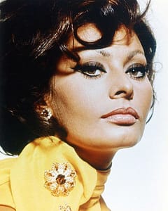 Sophia Loren with a brooch