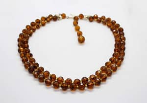 Western Germany MCM Amber-Colored Faceted Plastic Beads Double Strand Choker Necklace at whisperingcityrva.com