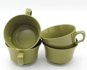 Vintage Allied Chemical Olive Green Melamine Cups Set | Whispering City RVA