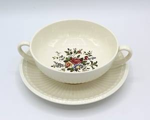 Vintage 1930s Wedgwood Conway Edme Footed Cream Soup Bowl w/ Saucer | Whispering City RVA