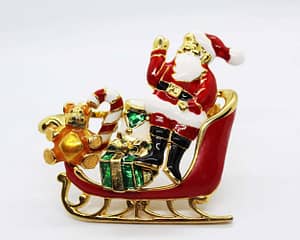 Enamel Santa Sleigh Scatter Pins Christmas Brooch at whisperingcityrva.com