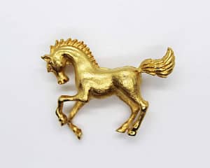 Brushed Gold Tone Horse Brooch Pin at whisperingcityrva.com
