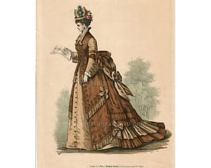 1890s Antique Le Coquet French Fashion Hand Colored Engraving at whisperingcityrva.com