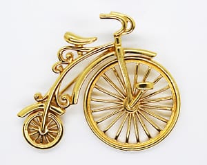 Gold Tone Articulated Bicycle Brooch at whisperingcityrva.com