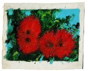 Vintage Small Floral Oil Painting on Cut Canvas - Chrysanthemums - Pompon Spider Mums at whisperingcityrva.com