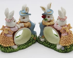 Rustic Rabbit Couple Love Bunnies Vintage Napkin Rings at whisperingcityrva.com