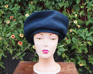 1960s Customized by Howard Shell Two Tone Blue Tweed Oversized Structured Beret at whisperingcityrva.com