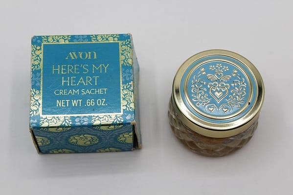 Avon Here's My Heart Creme Sachet Vintage Solid Perfume Jar Bottle with Box at whisperingcityrva.com