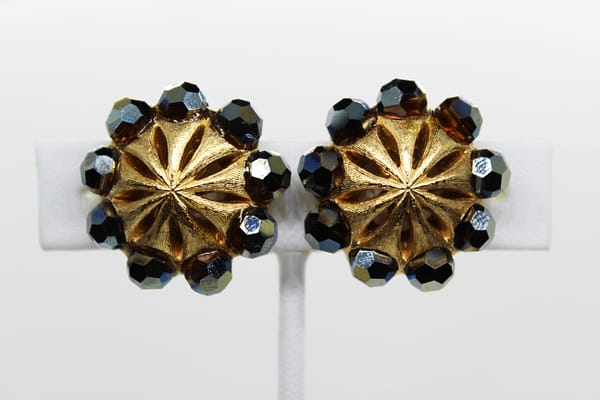 Vintage Trifari Crown AB Crystal Earrings at Whispering City RVA
