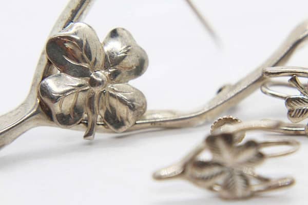 Sterling Silver Wishbone Shamrock Jewelry Set at whisperingcityrva.com