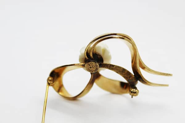 Vintage Winard 12K Gold Filled Celluloid Rose Heart Brooch | Whispering City RVA