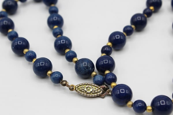 Vintage 24″ Blue Stone Bead Necklace | Whispering City RVA