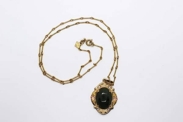 CCI Signed 12K Gold Filled Dainty Green Pendant Necklace at whisperingcityrva.com