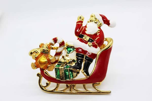 Enamel Santa Sleigh Scatter Pins Christmas Brooch at whisperingcityrva.com