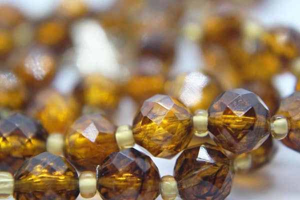 Western Germany MCM Amber-Colored Faceted Plastic Beads Double Strand Choker Necklace at whisperingcityrva.com