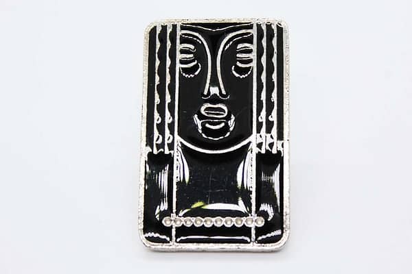 Charles of the Ritz Enamel and Pewter Face Brooch at whisperingcityrva.com