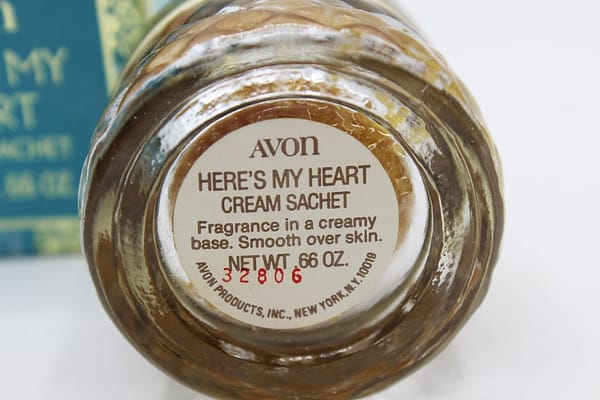 Avon Here's My Heart Creme Sachet Vintage Solid Perfume Jar Bottle with Box at whisperingcityrva.com