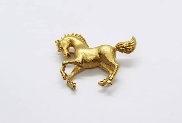 Brushed Gold Tone Horse Brooch Pin at whisperingcityrva.com
