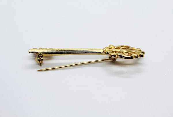 Gold Tone Skeleton Key Brooch