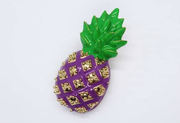 Enamel Purple and Green Pineapple Brooch at whisperingcityrva.com