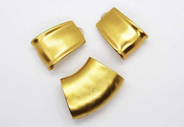 Anne Klein AK Signed Modernist / Brutalist Matte Jewelry Set - Earrings & Scarf Ring at whisperingcityrva.com