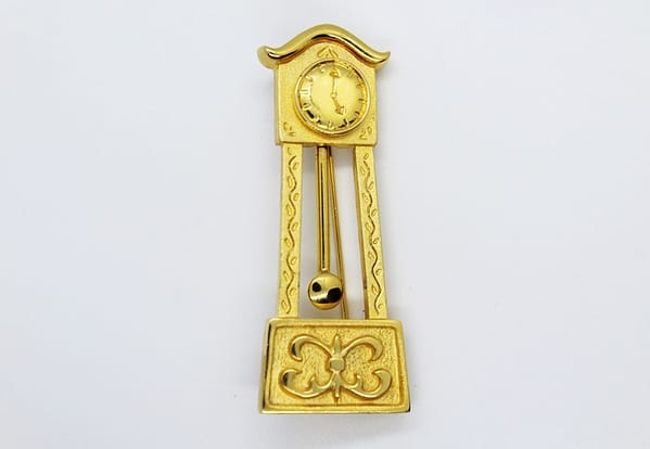 Gold Tone Articulated Pendulum Grandfather Clock  Brooch at whisperingcityrva.com