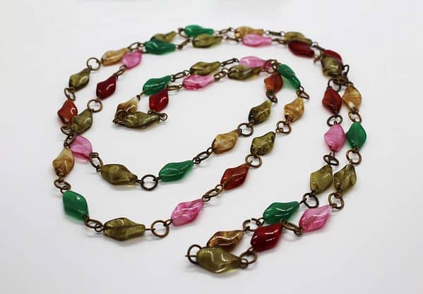 Vintage Multicolor Twisted Glass Bead Necklace at whisperingcityrva.com