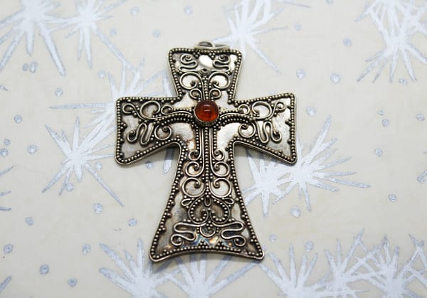 Vintage 925 Sterling Victorian Mourning Cross | Whispering City RVA