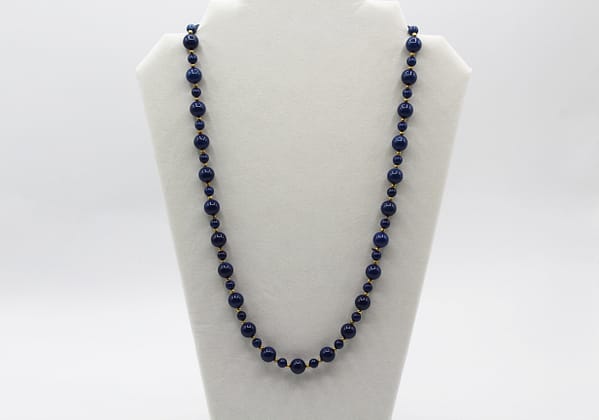 Vintage 24″ Blue Stone Bead Necklace | Whispering City RVA