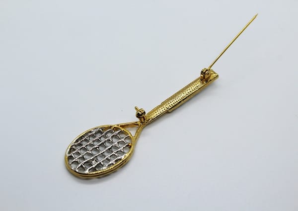 Gold Tone Rhinestone Tennis Racket Brooch at whisperingcityrva.com