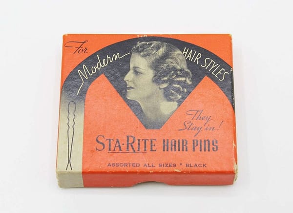 1920s Antique Sta-Rite Hair Pins Box with Hair Pins Inside - Color Black at whisperingcityrva.com