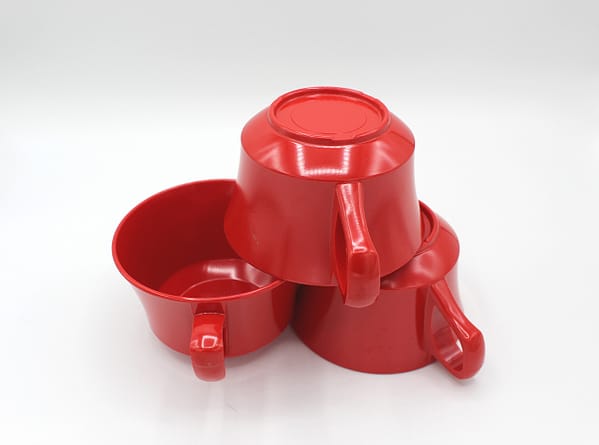 Vintage Cherry Red Melamine Cups Set | Whispering City RVA