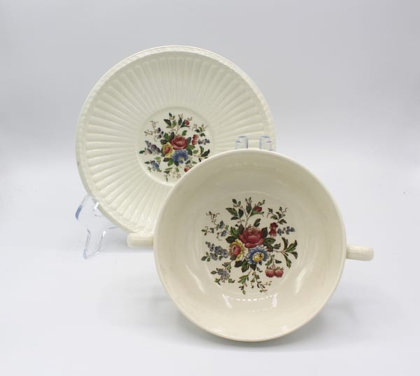 Vintage 1930s Wedgwood Conway Edme Footed Cream Soup Bowl w/ Saucer | Whispering City RVA