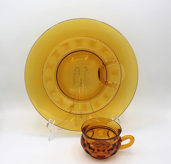 Vintage Colony King’s Crown Amber Thumb Print Snack Plate & Cup Set | Whispering City RVA