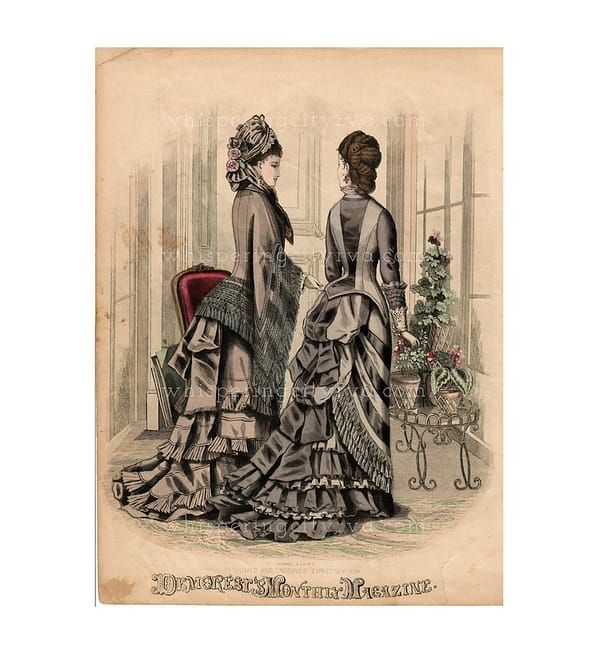 1870s Antique Demorest's Monthly Magazine French Fashion Plate Hand Colored Engraving at whisperingcityrva.com