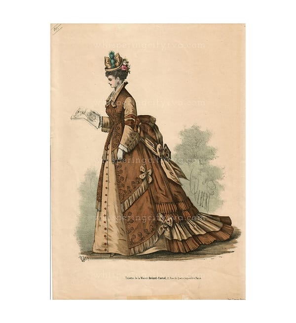 1890s Antique Le Coquet French Fashion Hand Colored Engraving at whisperingcityrva.com