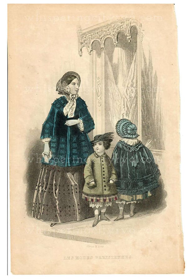 1849 Antique Les Modes Parisiennes Illman & Sons French Fashion Plate Hand Colored Engraving at whisperingcityrva.com