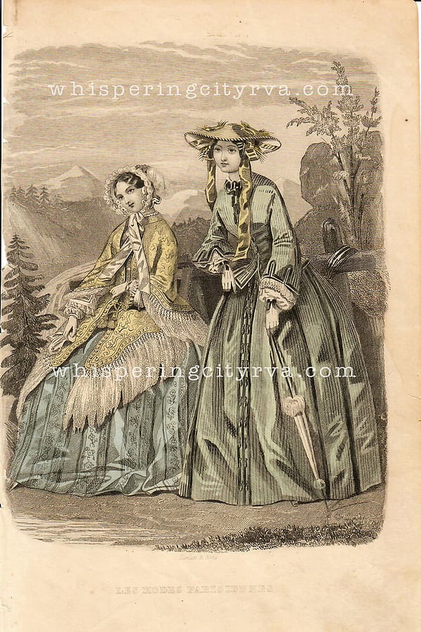 Antique Colored Engraving – Les Modes Parisiennes c. 1851 | Whispering City RVA