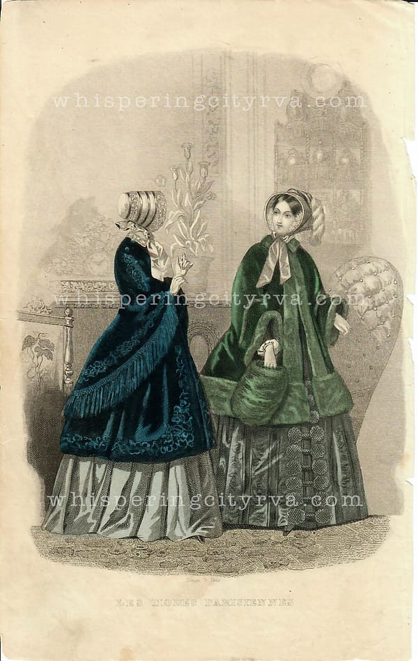 Antique Colored Engraving – Les Modes Parisiennes c. 1851 | Whispering City RVA
