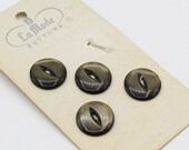 La Mode 5/8" (15mm) Round Iridescent Olive Drab 2 Hole Sew Through Buttons - 4 Ct. on Card - MCM Mid Century Retro Vintage Sewing Supplies