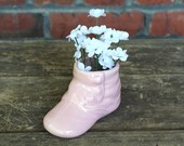Baby Shoe Planter - Vintage Small Ceramic Pottery Bootie Boot - Nursery Home Decor at Whispering City RVA