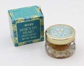 Avon Here's My Heart Creme Sachet Vintage Solid Perfume Pot Jar Bottle with Original Box