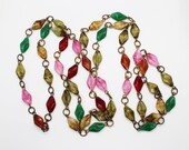 25.5" Multicolor Twisted Glass Bead Necklace - Vintage Costume Jewelry at Whispering City RVA