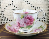 Royal Albert England American Beauty Bone China Tea Cup and Saucer Set 1941+ - Farmhouse, Country, Cottage