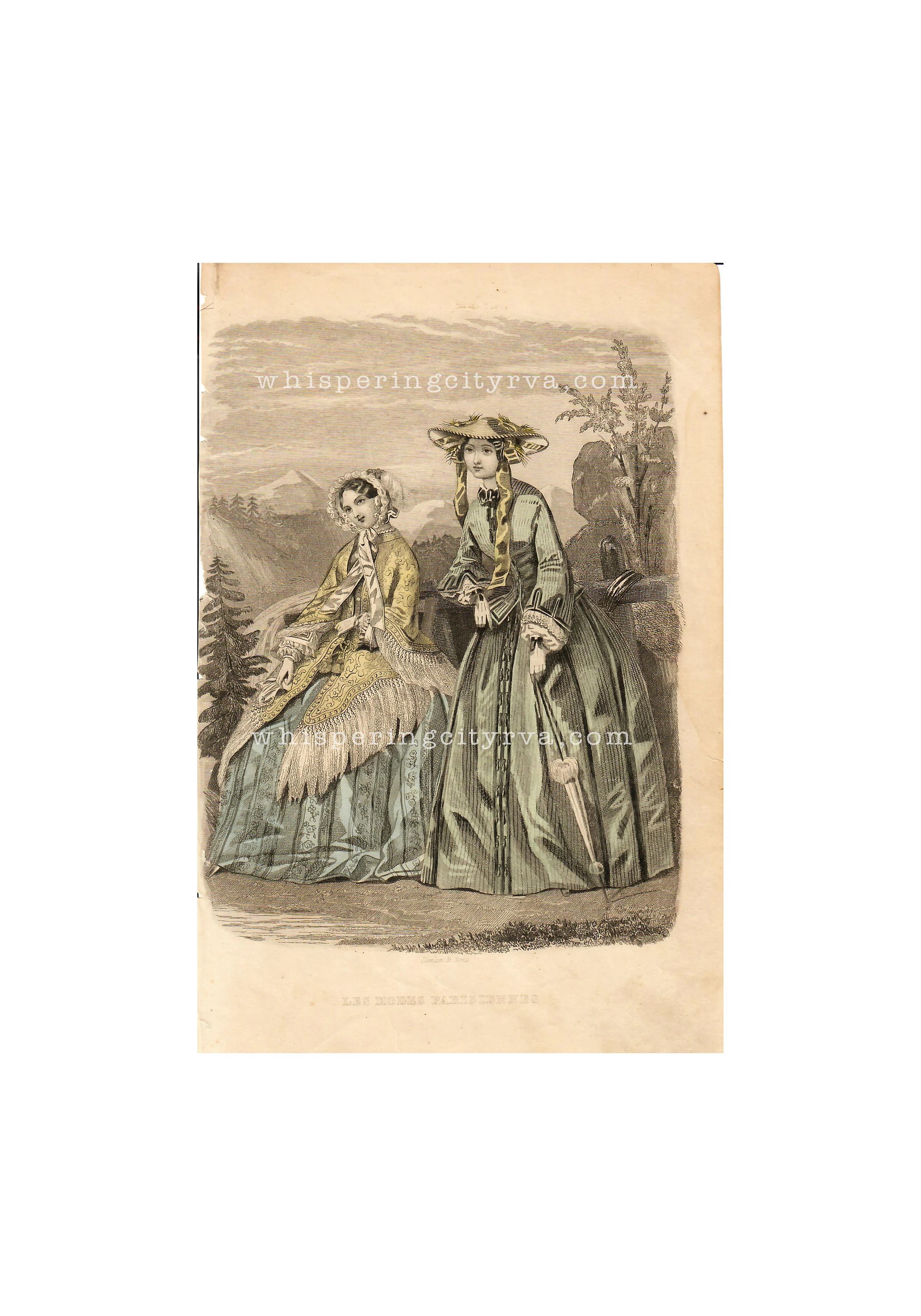 Antique Book Illustration #607 - Les Modes Parisiennes, Illman & Sons c 1851 - Whispering City RVA