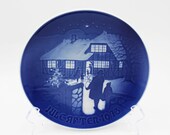 1973 B&G – Bing and Grondahl – Country Christmas – Blue and White Decorative Collectors Plate – Denmark at Whispering City RVA