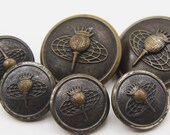 Brass Metal Golf Ball, Crown, Globe Royal Golf Theme Pictorial Picture Shank Buttons - Set of 6 - Large & Small - Vintage Sports Retro