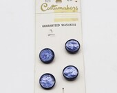 Costumakers 1/2" (13mm) Round "Perlmate" Type Faux Pearl Deep Blue Iridescent Shank Buttons - 4 Ct. on Card - Vintage MCM Mid Century Retro