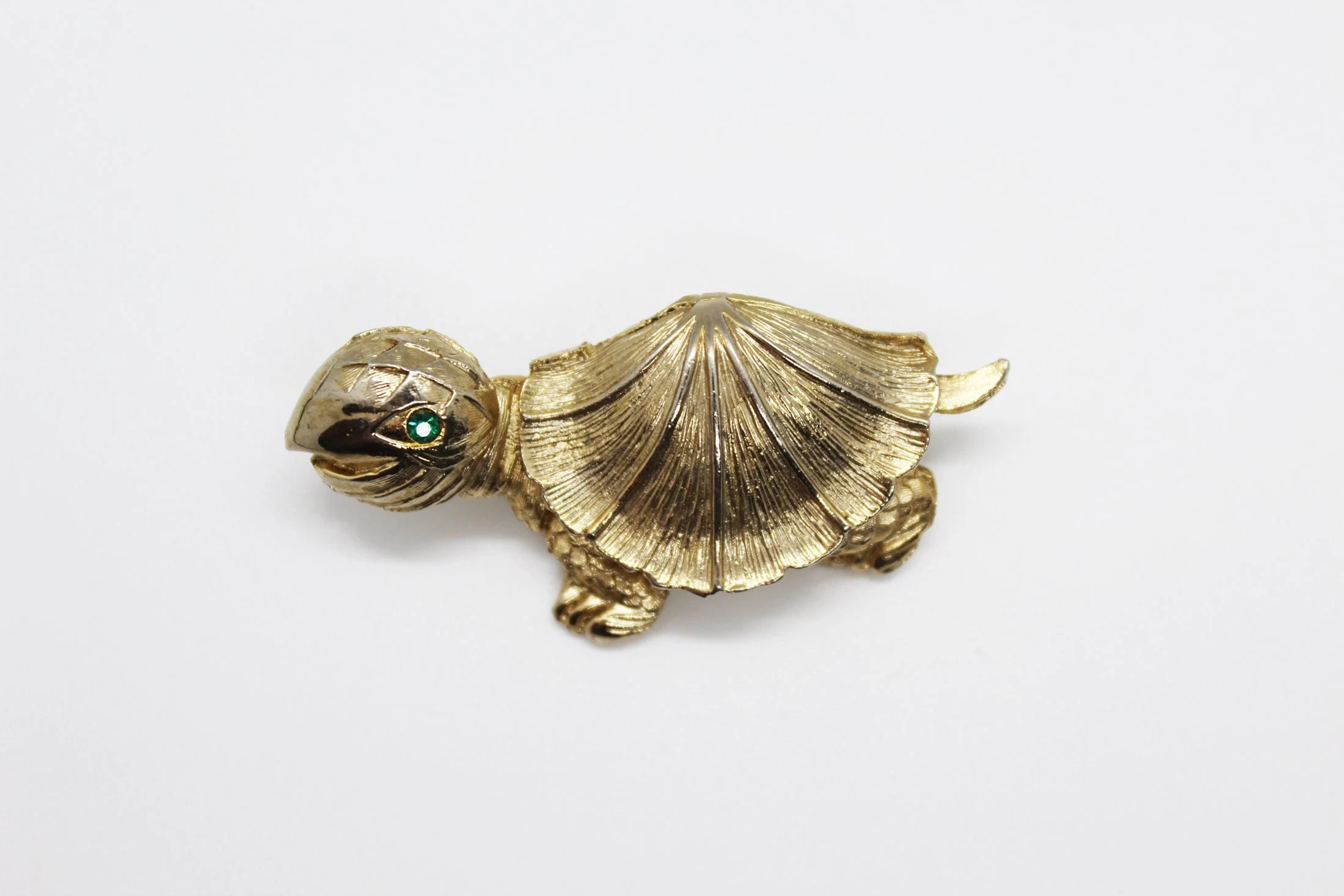 MCM Happy Gold Tone Turtle Brooch – Vintage Jewelry at Whispering City RVA