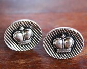 MCM Silver Tone Textured Oval Royal Crown Cufflinks - Vintage, Mid Century, Classic, Retro, Formal, Wedding, Gifts for Men, Cuff Links